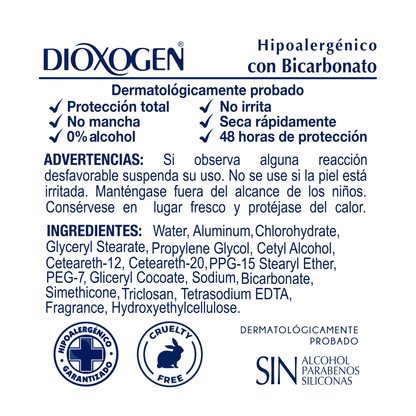 Dioxogen Desodorante Antitranspirante Roll On Bicarbonato 90g