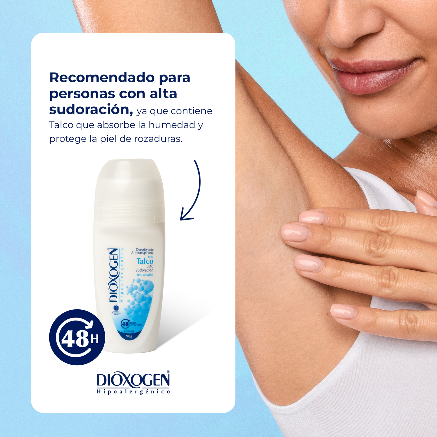 Dioxogen Desodorante Antitranspirante Roll On Talco 90g